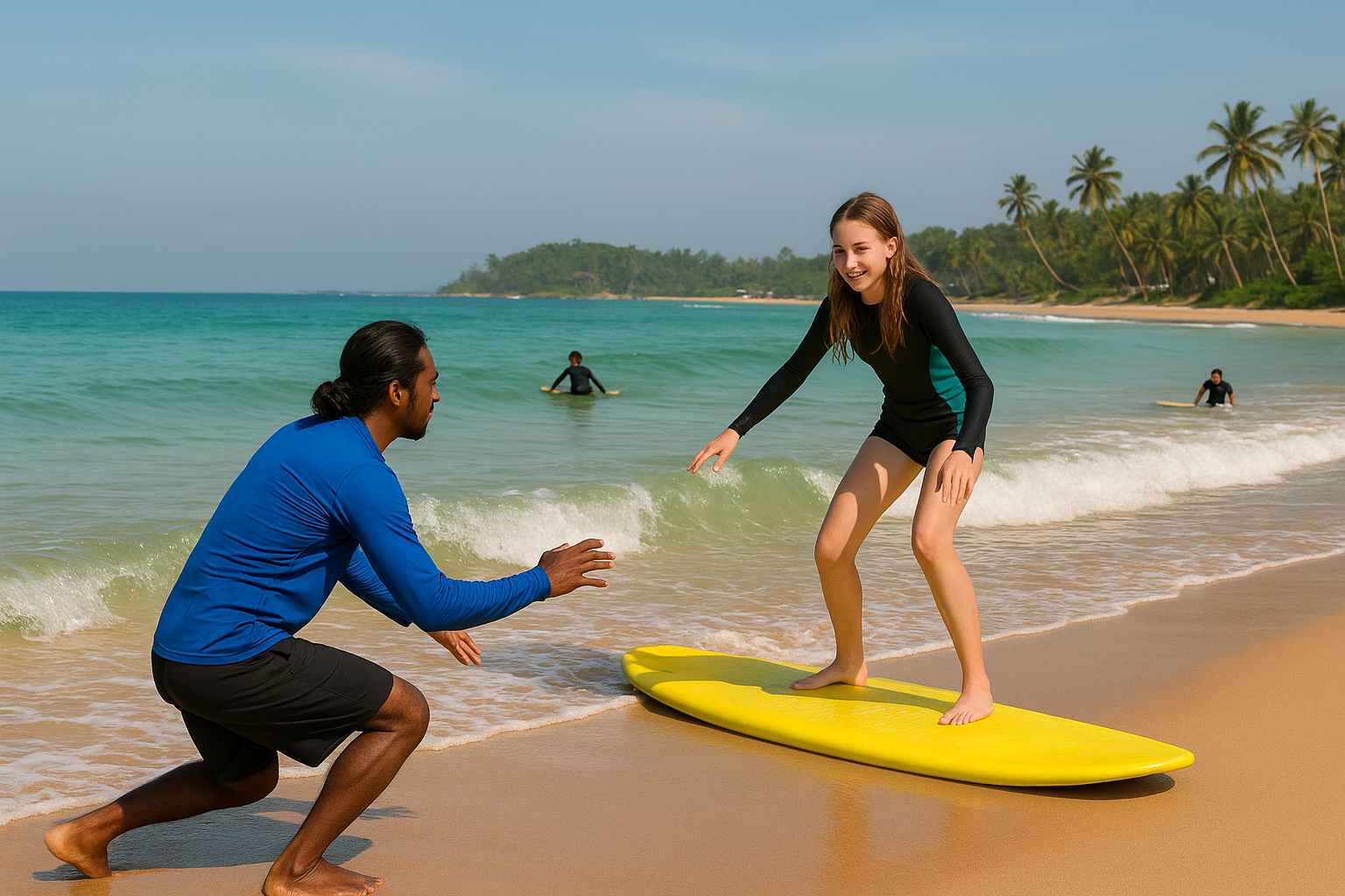 Beginner surfing in Weligama, Sri Lanka surf holidays